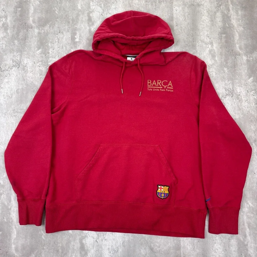 Nike FC Barcelona Hoodie Mens XL Red La Liga Soccer Pullover World Cup Crest